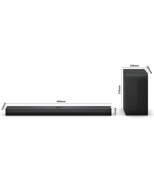 Barra de sonido LG S70TY AI Sound Pro 4K, 3.1.1, 400W, HDR10, Dolby Vision, Dolby Atmos y DTS:X, Subwoofer inalámbrico Negro-2