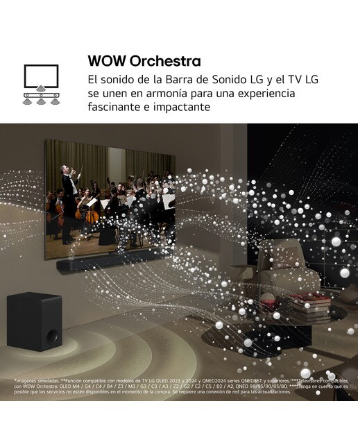 Barra de sonido LG S70TY AI Sound Pro 4K, 3.1.1, 400W, HDR10, Dolby Vision, Dolby Atmos y DTS:X, Subwoofer inalámbrico Negro-8