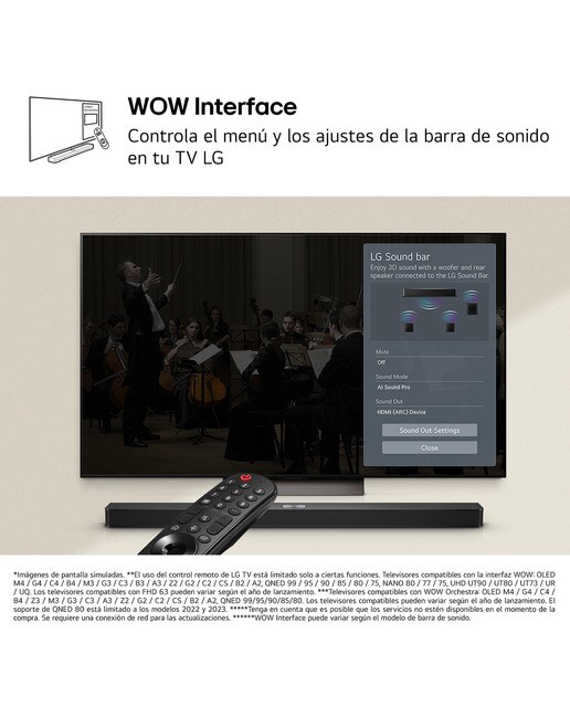 Imagen 7 de Barra de sonido LG S40TR AI Sound Pro, 4.1, 400W, Dolby Digital y DTS Digital Surround, Subwoofer inalámbrico - Negro Negro