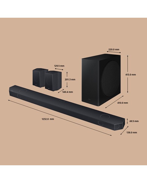 Barra de sonido Samsung 2024 HW-Q990D/ZF, 11.1.4, 656W, Dolby Atmos y DTS:X, Subwoofer inalámbrico, Wi-Fi, compatible con Asistentes de voz Negro-3