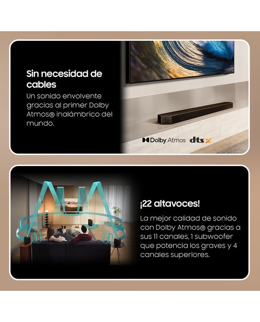 Barra de sonido Samsung 2024 HW-Q990D/ZF, 11.1.4, 656W, Dolby Atmos y DTS:X, Subwoofer inalámbrico, Wi-Fi, compatible con Asistentes de voz Negro-4