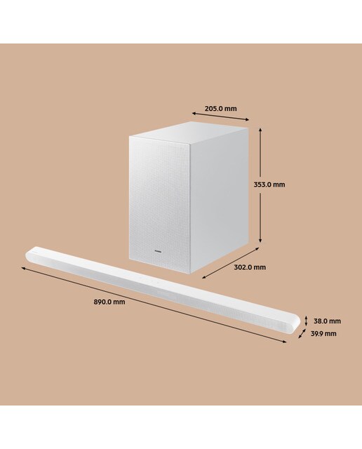 Barra de sonido UltraSlim Samsung 2024 HW-S701D, 3.1, Dolby Atmos y DTS: X, 250W, Subwoofer inalámbrico, Wi-Fi Blanco-3