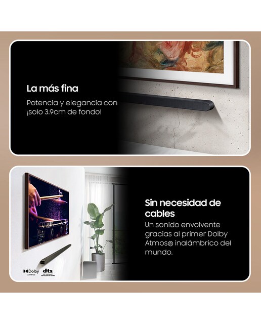 Barra de sonido UltraSlim Samsung 2024 HW-S700D, 3.1, Dolby Atmos y DTS: X, 250W, Subwoofer inalámbrico, Wi-Fi Negro-4