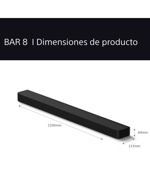 Barra de sonido Sony BRAVIA Theatre Bar 8, Dolby Atmos, 11 altavoces, Wi-Fi, Bluetooth, 360 Spatial Sound Mapping Negro-10
