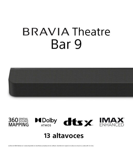 Barra de sonido Sony BRAVIA Theatre Bar 9, Dolby Atmos, 13 altavoces, Wi-Fi, Bluetooth, 360 Spatial Sound Mapping Negro-2