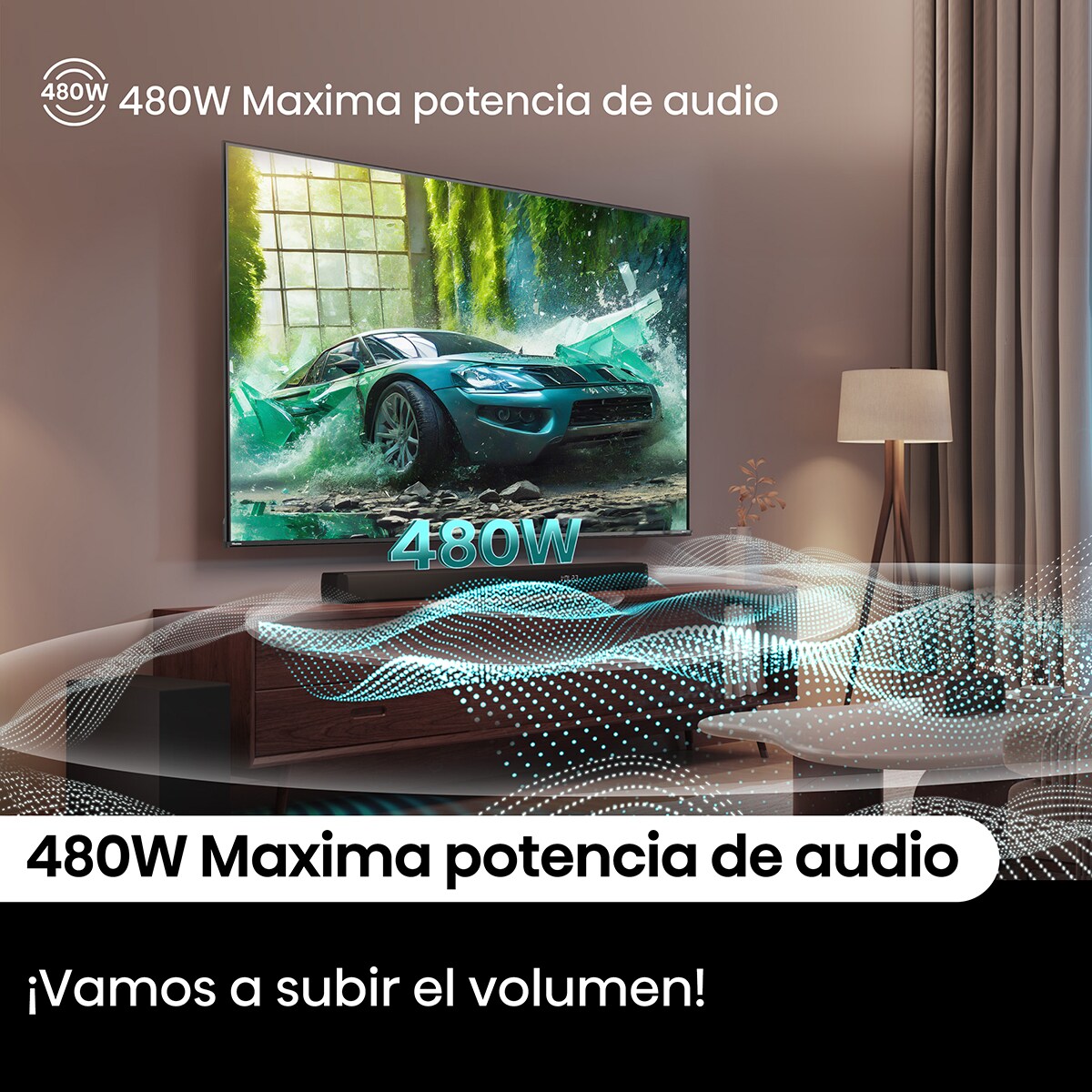 Barra de sonido Hisense HS3100, 3.1, Dolby Digital Plus, 480W con Subwoofer inalámbrico Negro-8