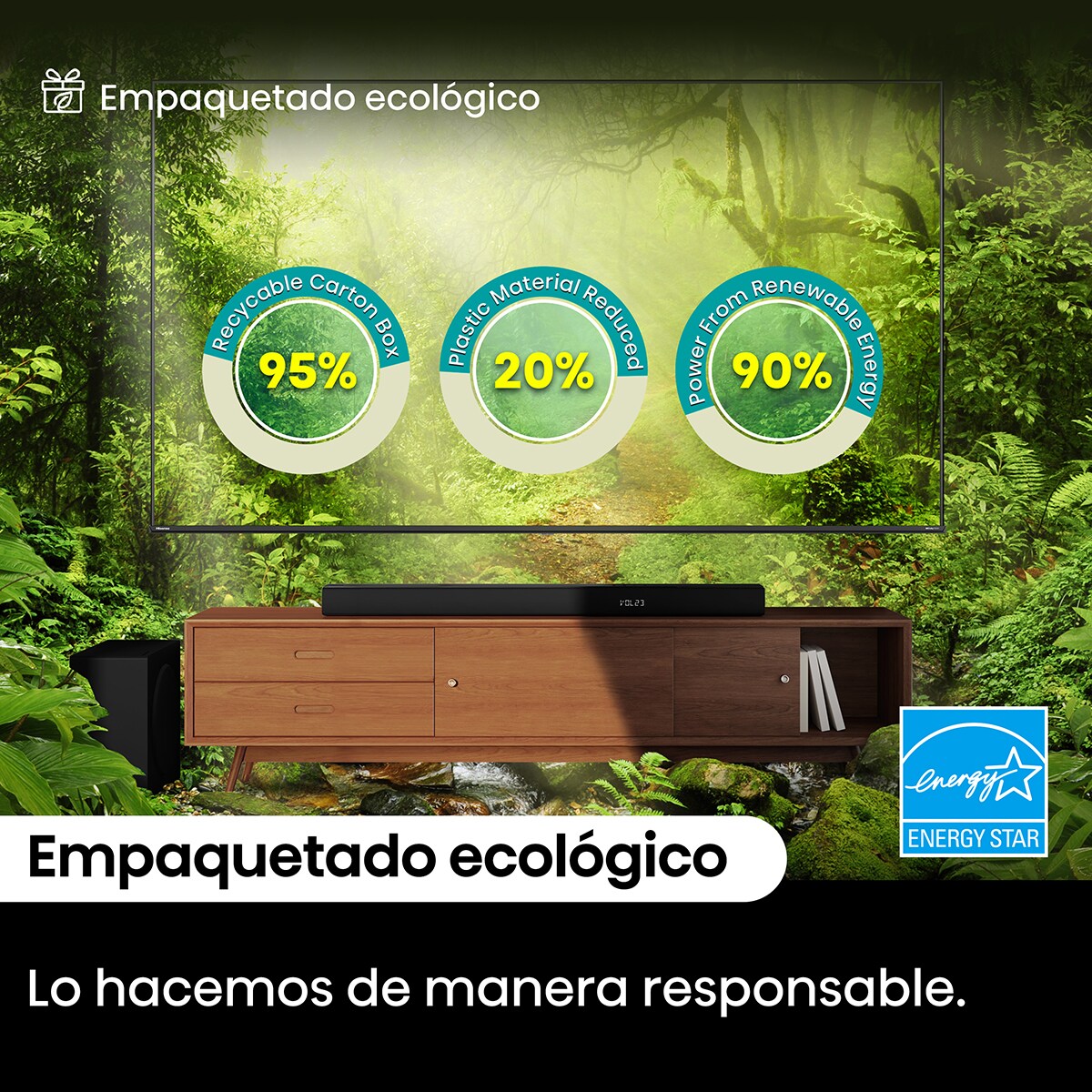 Barra de sonido Hisense HS3100, 3.1, Dolby Digital Plus, 480W con Subwoofer inalámbrico Negro-12