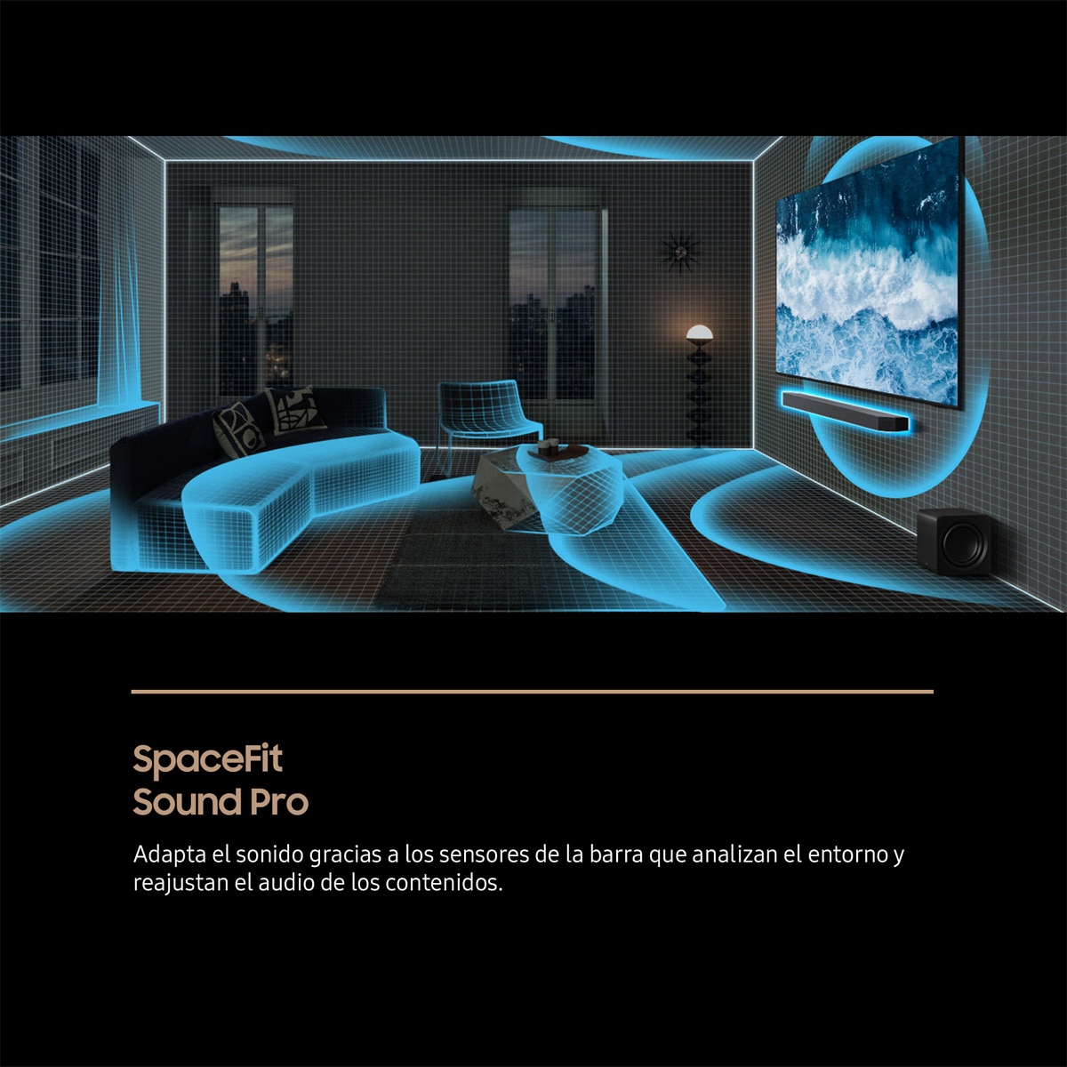 Barra de sonido Samsung 2025 HW-Q990F, Dolby Atmos y DTS: X, Q-Symphony, 11.1.4 con 23 altavoces, 756W, Subwoofer inalámbrico 8" de 300W, Wi-Fi Negro-7