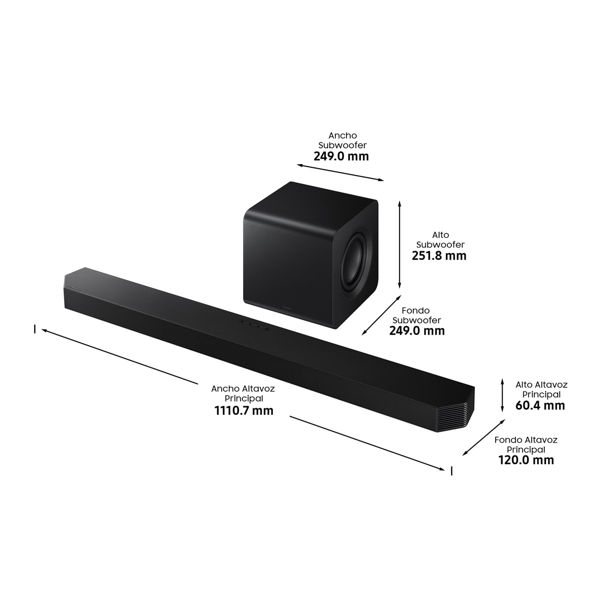 Barra de sonido Samsung 2025 HW-Q800F, Dolby Atmos y DTS: X, Q-Symphony, 5.1.2 con 11 altavoces, 400W, Subwoofer inalámbrico 200W, Wi-Fi Negro-3