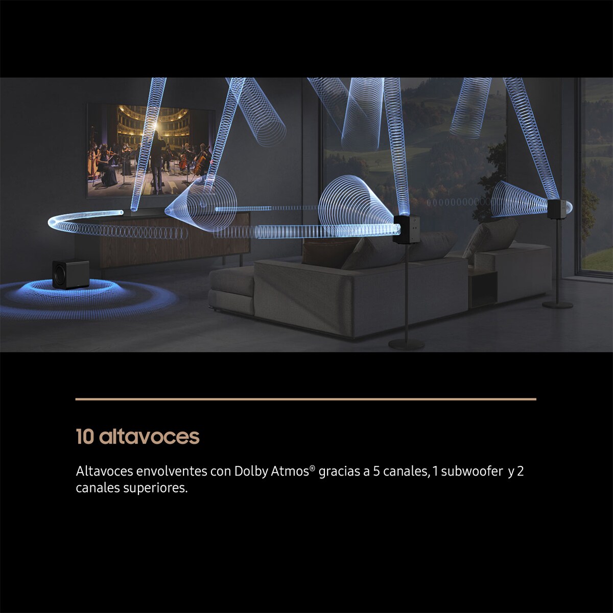 Barra de sonido Samsung 2025 HW-Q800F, Dolby Atmos y DTS: X, Q-Symphony, 5.1.2 con 11 altavoces, 400W, Subwoofer inalámbrico 200W, Wi-Fi Negro-4