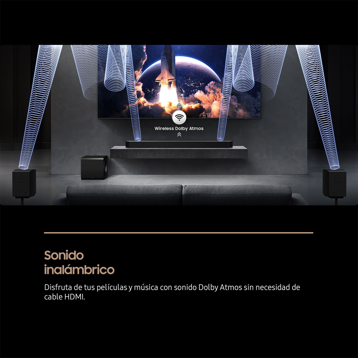 Barra de sonido Samsung 2025 HW-QS700F, Dolby Atmos y DTS Virtual: X, Q-Symphony, 3.1.2 con 9 altavoces, 345W, Subwoofer inalámbrico 6.5" 160W, Wi-Fi Negro-4