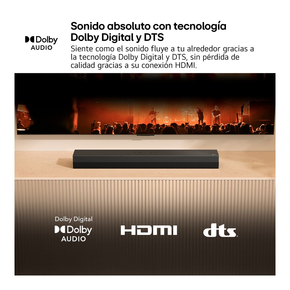 Barra de Sonido LG S20A, 2.0, 50W, Bluetooth 5.3, HDMI-ARC, compacta con doble woofer integrado, Dolby Digital, DTS Digital Surround, Negro Negro-4