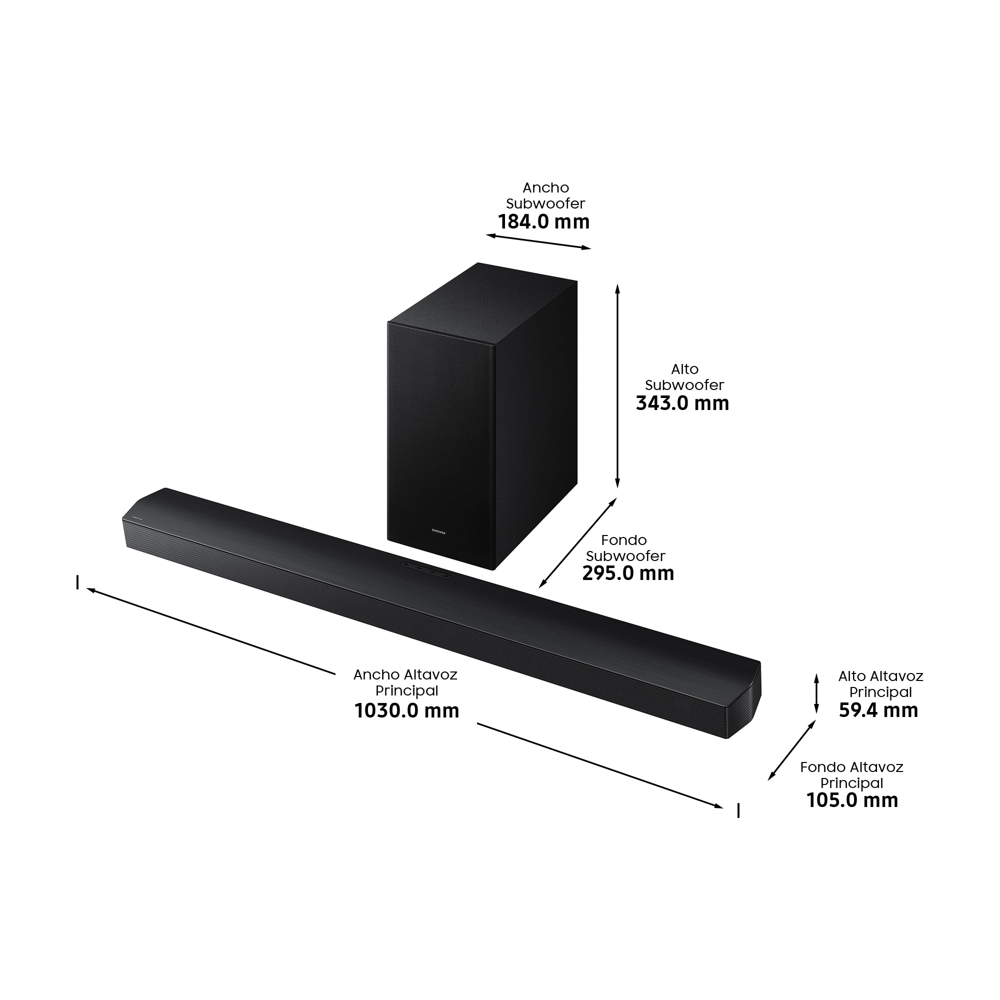 Barra de sonido Samsung HW-B750F, Dolby 5.1 y DTS Virtual:X, DTS 5.1 con 6 altavoces, Q-Symphony, 400W, Subwoofer inalámbrico 6.5" 250W - Negro Negro-6