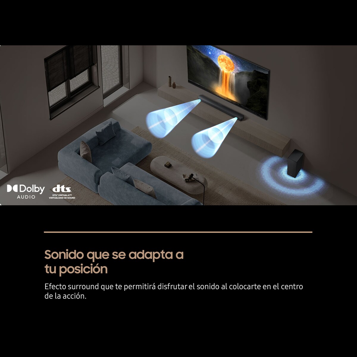 Barra de sonido Samsung HW-B650F, Dolby 5.1 y DTS Virtual:X, 5.1 con 4 altavoces,  Q-Symphony, 370W, Subwoofer inalámbrico 6.5" 250W Negro-3