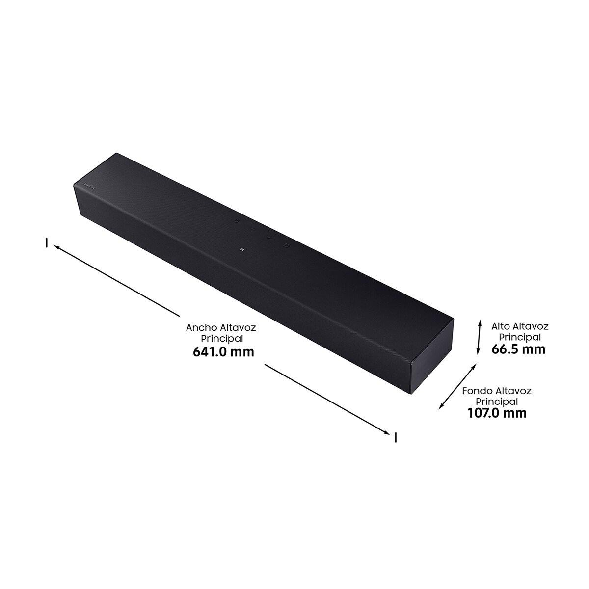 Barra de sonido Samsung HW-B400F, Dolby 2.0 con 4 altavoces, 40W Negro titanium-2