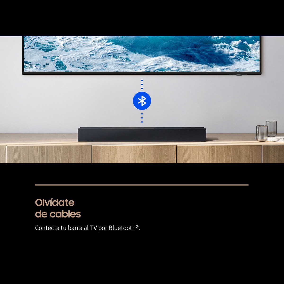 Barra de sonido Samsung HW-B400F, Dolby 2.0 con 4 altavoces, 40W Negro titanium-6