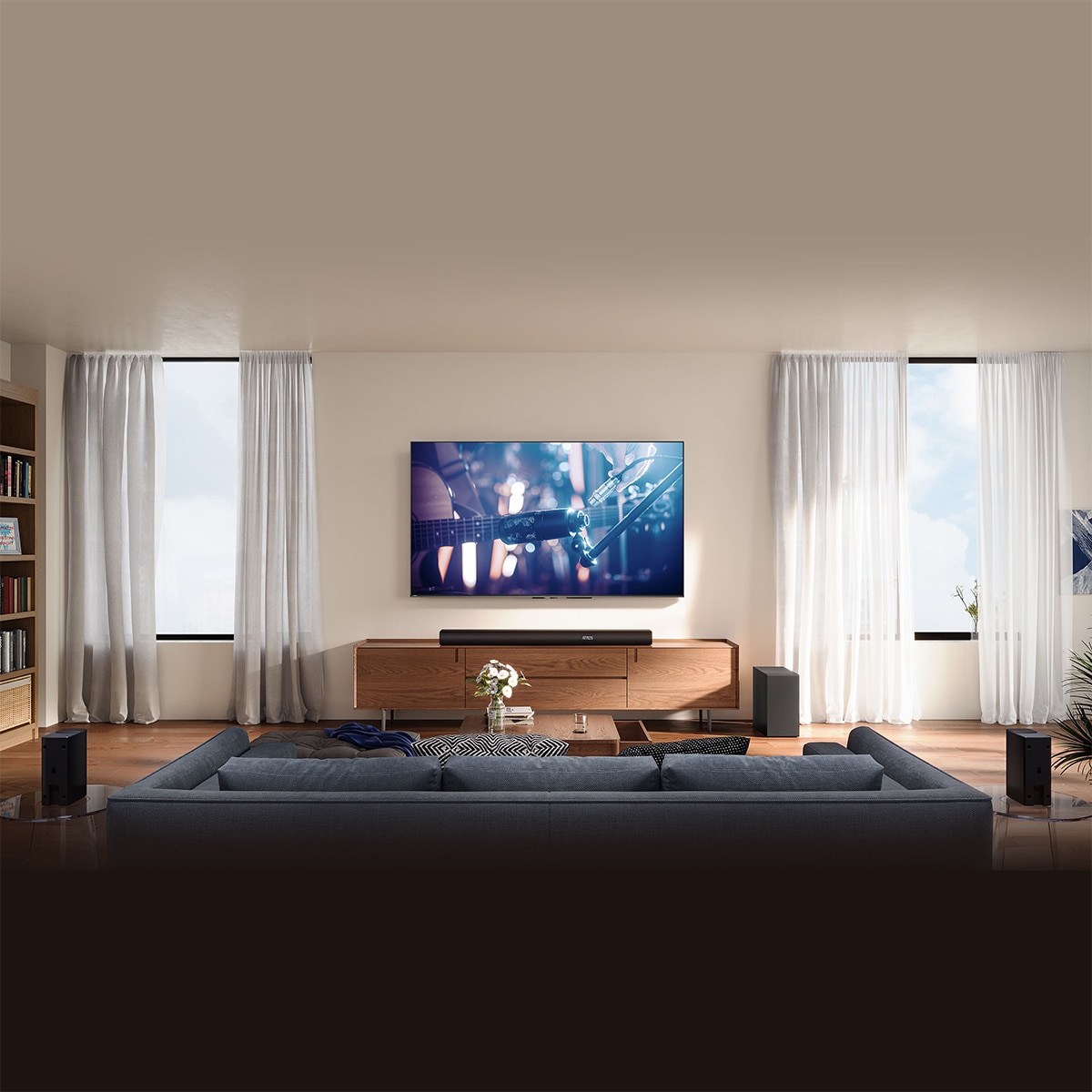 Barra de sonido Hisense AX-5100Q, Dolby Atmos 5.1 canales, 580 W con Subwoofer inalámbrico Negro-14