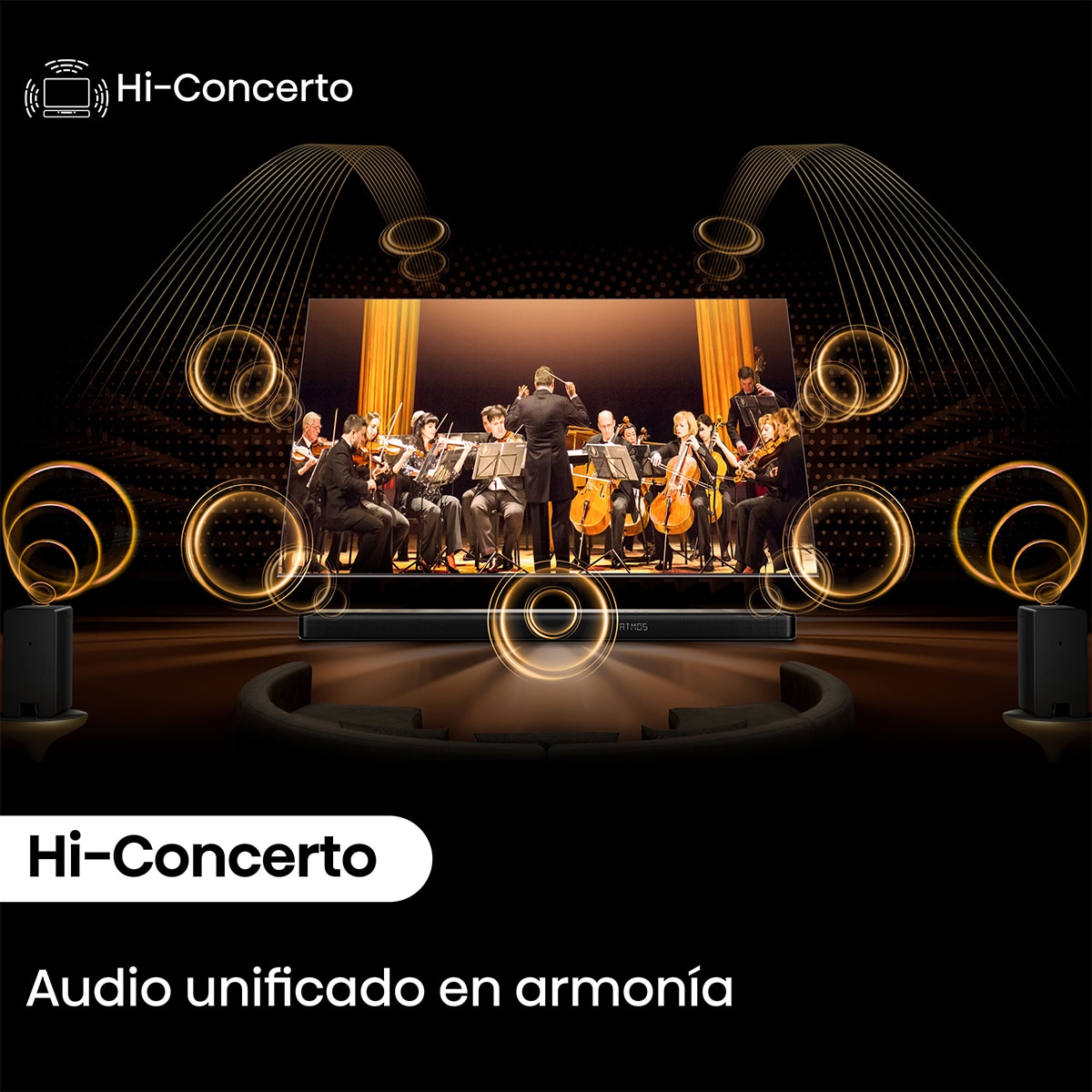Barra de sonido Hisense AX-5140Q, Dolby Atmos 5.1.4 canales, 600W con Subwoofer inalámbrico + Altavoces traseros Negro-6