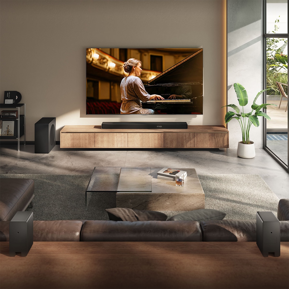 Barra de sonido Hisense AX-5140Q, Dolby Atmos 5.1.4 canales, 600W con Subwoofer inalámbrico + Altavoces traseros Negro-13