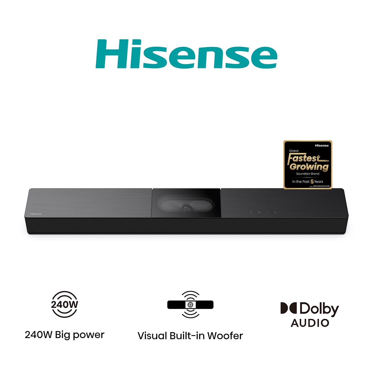 Barra de sonido Hisense HS-2000, 2.1, 240W, Dolby Digital, Subwoofer integrado Negro-2