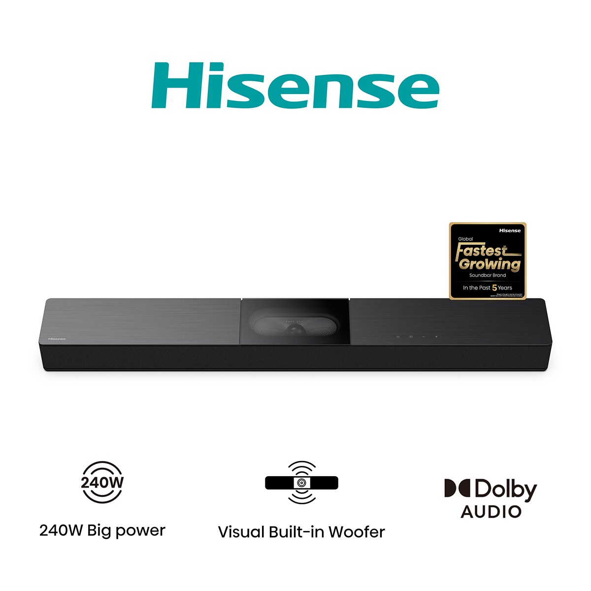 Barra de Som Hisense HS2000, Audio 2.1 com Subwoofer Incorporado, Modo TV, Dolby Audio, 240W - Preto Preto-2