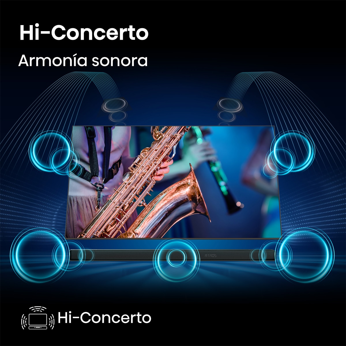 Barra de sonido Hisense AX3120Q, 3.1.2, 440W con subwoofer Negro-6