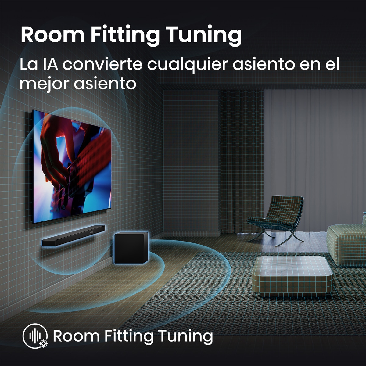 Barra de sonido Hisense AX3120Q, 3.1.2, 440W con subwoofer Negro-7