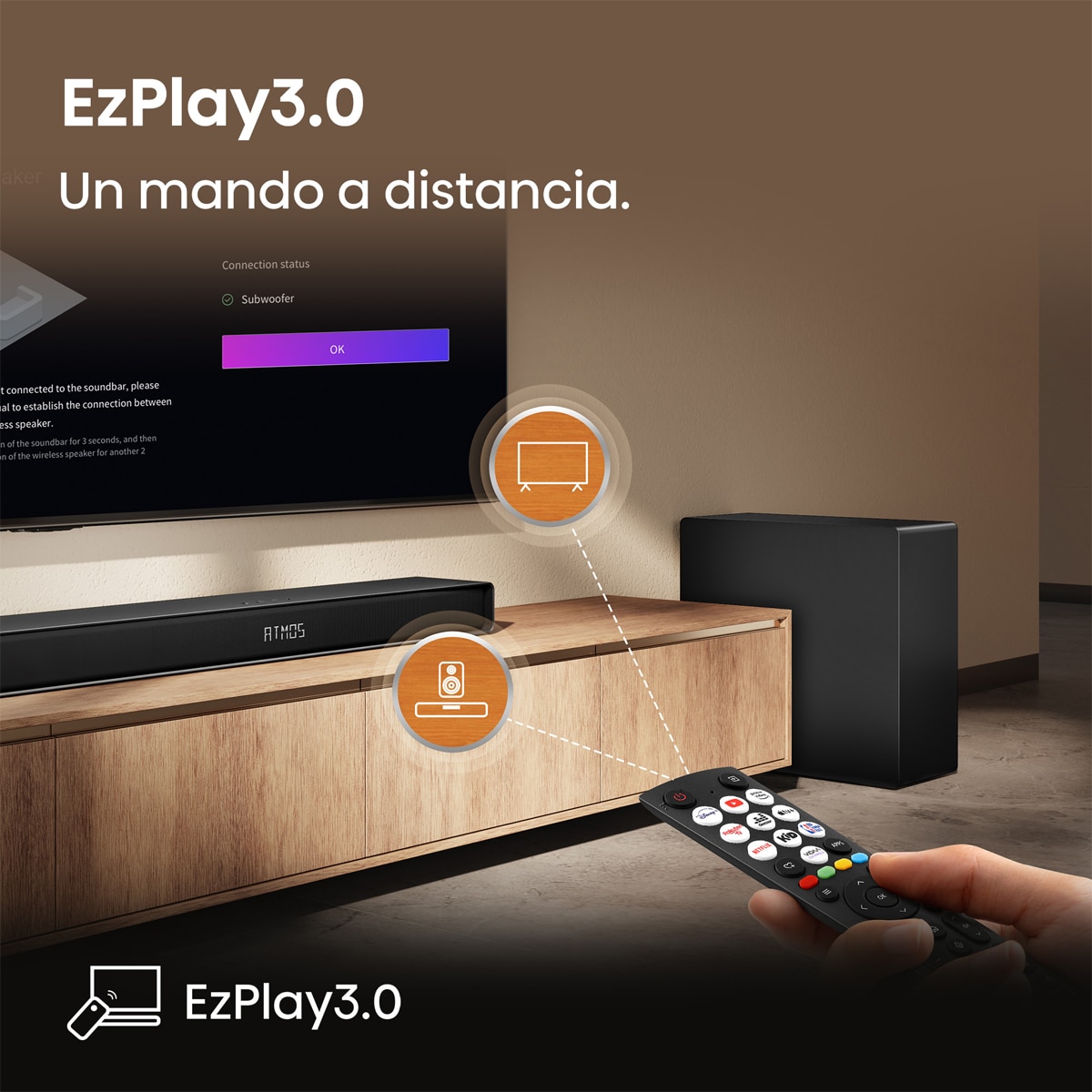 Barra de sonido Hisense AX3120Q, 3.1.2, 440W con subwoofer Negro-9