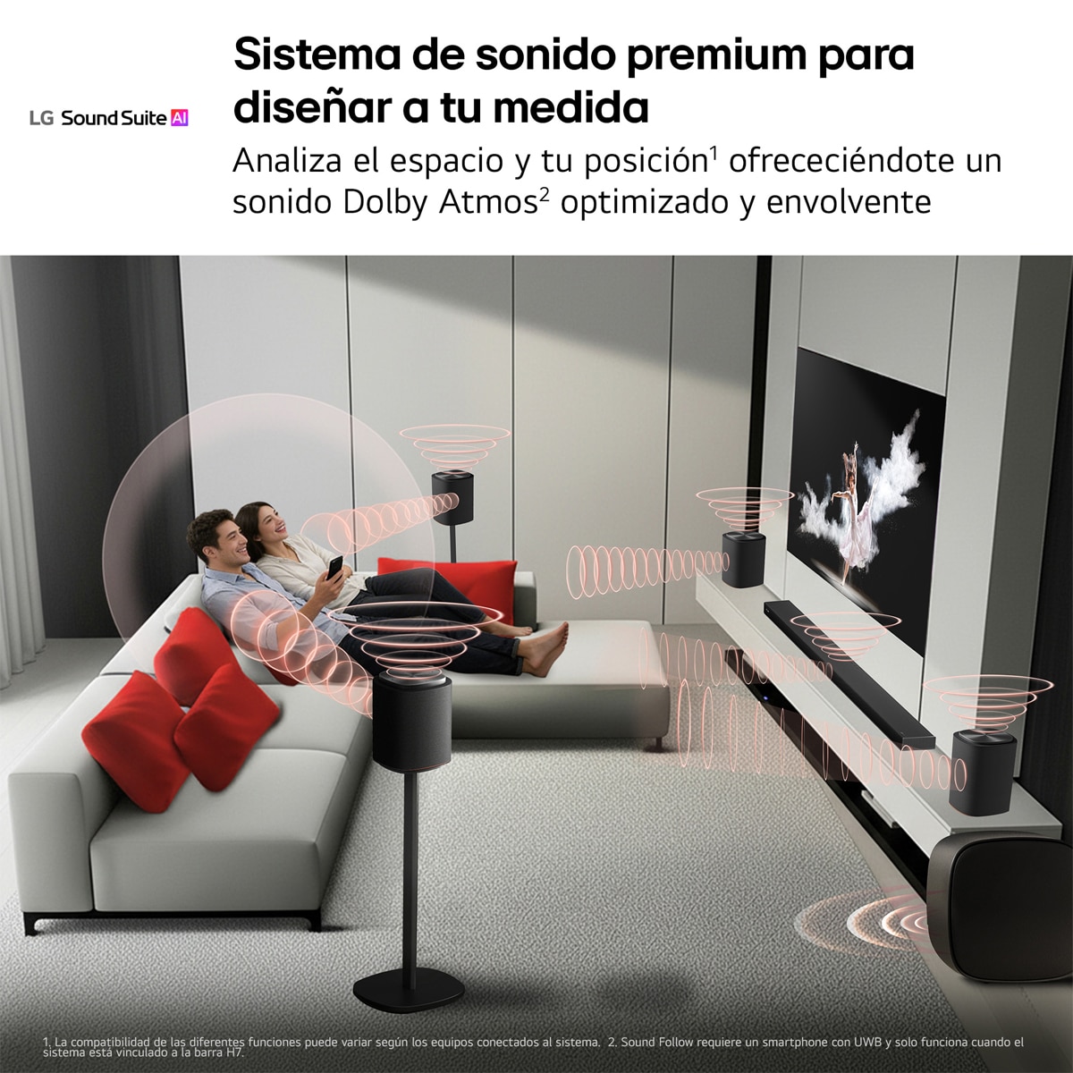 Altavoz inalámbrico LG Sound Suite M7, WiFi, 2.1.1 canales, Dolby Atmos FlexConnect Negro-4