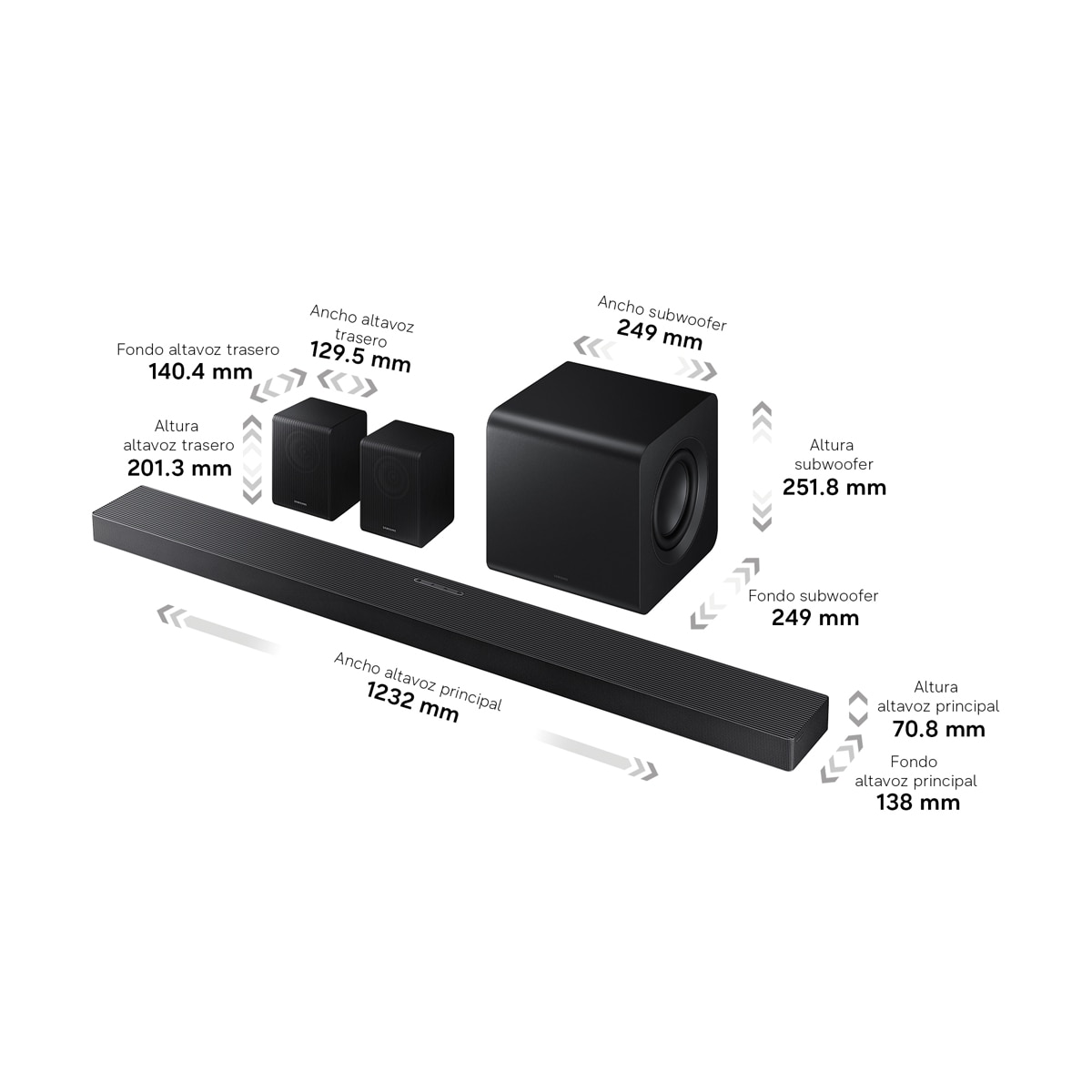 Barra de Sonido Samsung 2026 HW-Q990H Dolby Atmos Inalámbrico con Wi-Fi. 11.1.4 canales con 23 altavoces. Subwoofer inalámbrico Negro Titanio-2