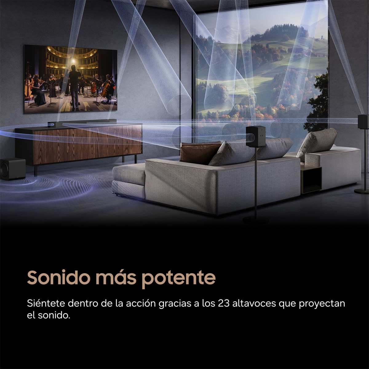 Barra de Sonido Samsung 2026 HW-Q990H Dolby Atmos Inalámbrico con Wi-Fi. 11.1.4 canales con 23 altavoces. Subwoofer inalámbrico Negro Titanio-4
