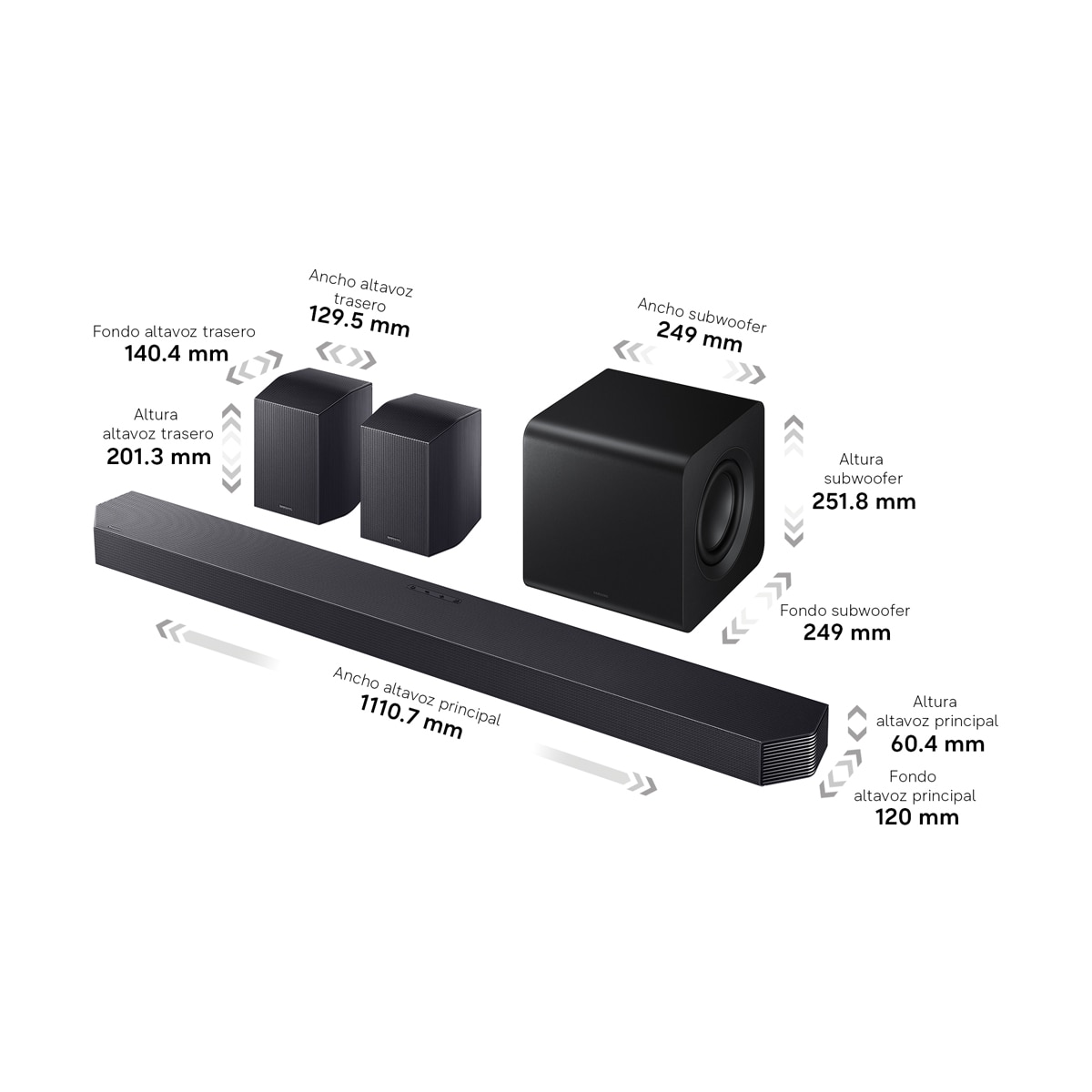 Barra de Sonido Samsung 2026 HW-Q930H Inalámbrico Dolby Atmos con Wi-Fi. 9.1.4 canales con 17 altavoces. Subwoofer inalámbrico Negro Titanio-3