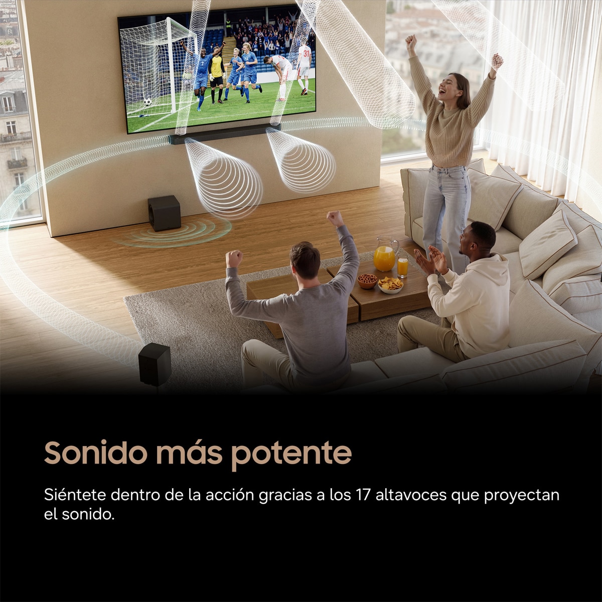 Barra de Sonido Samsung 2026 HW-Q930H Inalámbrico Dolby Atmos con Wi-Fi. 9.1.4 canales con 17 altavoces. Subwoofer inalámbrico Negro Titanio-5