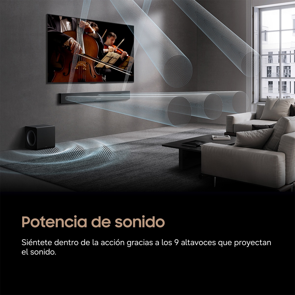 Barra de Sonido Samsung 2026 HW-Q600H Inalámbrico Dolby Atmos con Wi-Fi. 3.1.2 canales con 9 altavoces. Subwoofer inalámbrico Negro Titanio-4