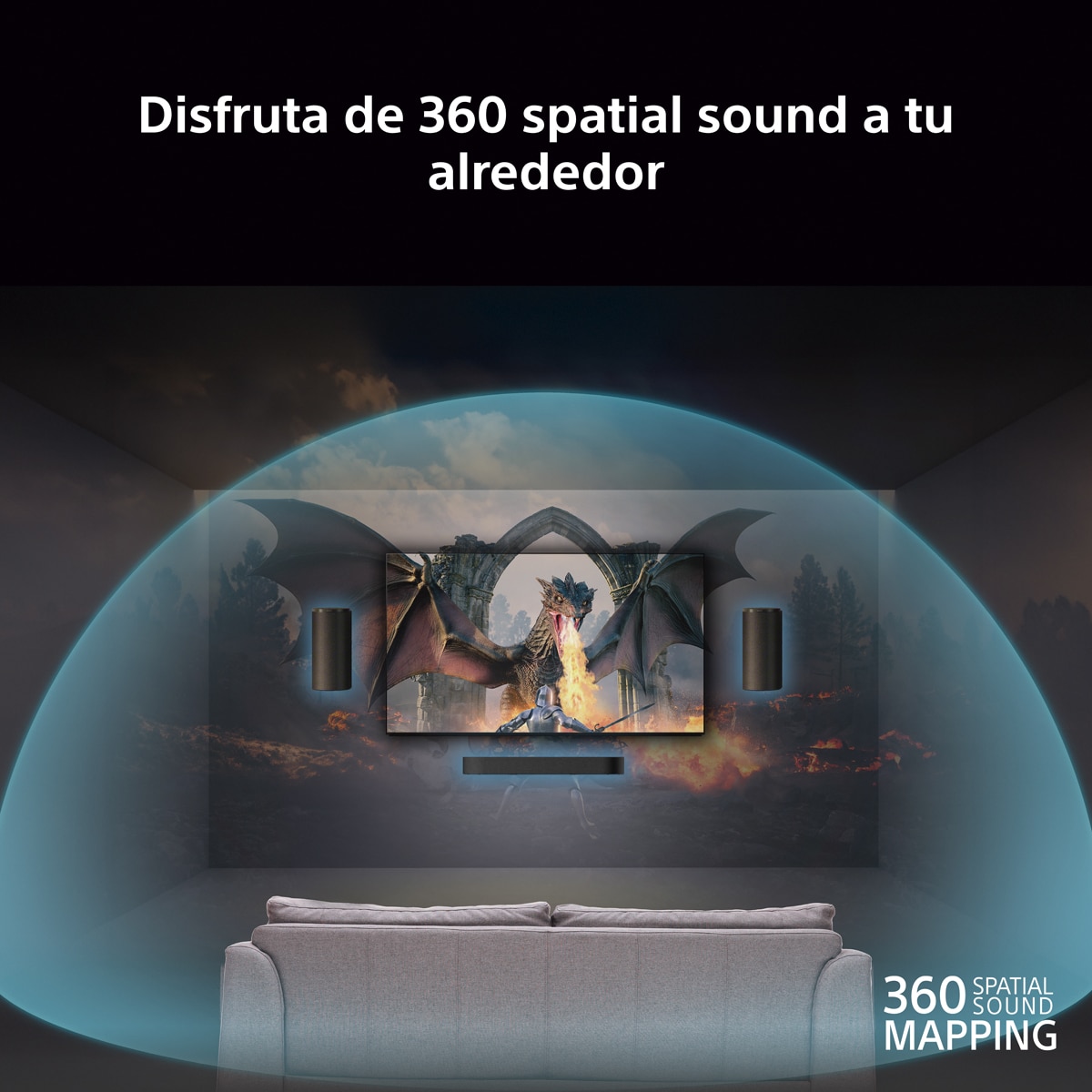 Sony BRAVIA Theatre Trio, sistema de tres elementos, sonido envolvente Dolby Atmos/DTS:X, 360 Spatial Sound Mapping, Voice Zoom, Bluetooth, HT-A8 Negro-4