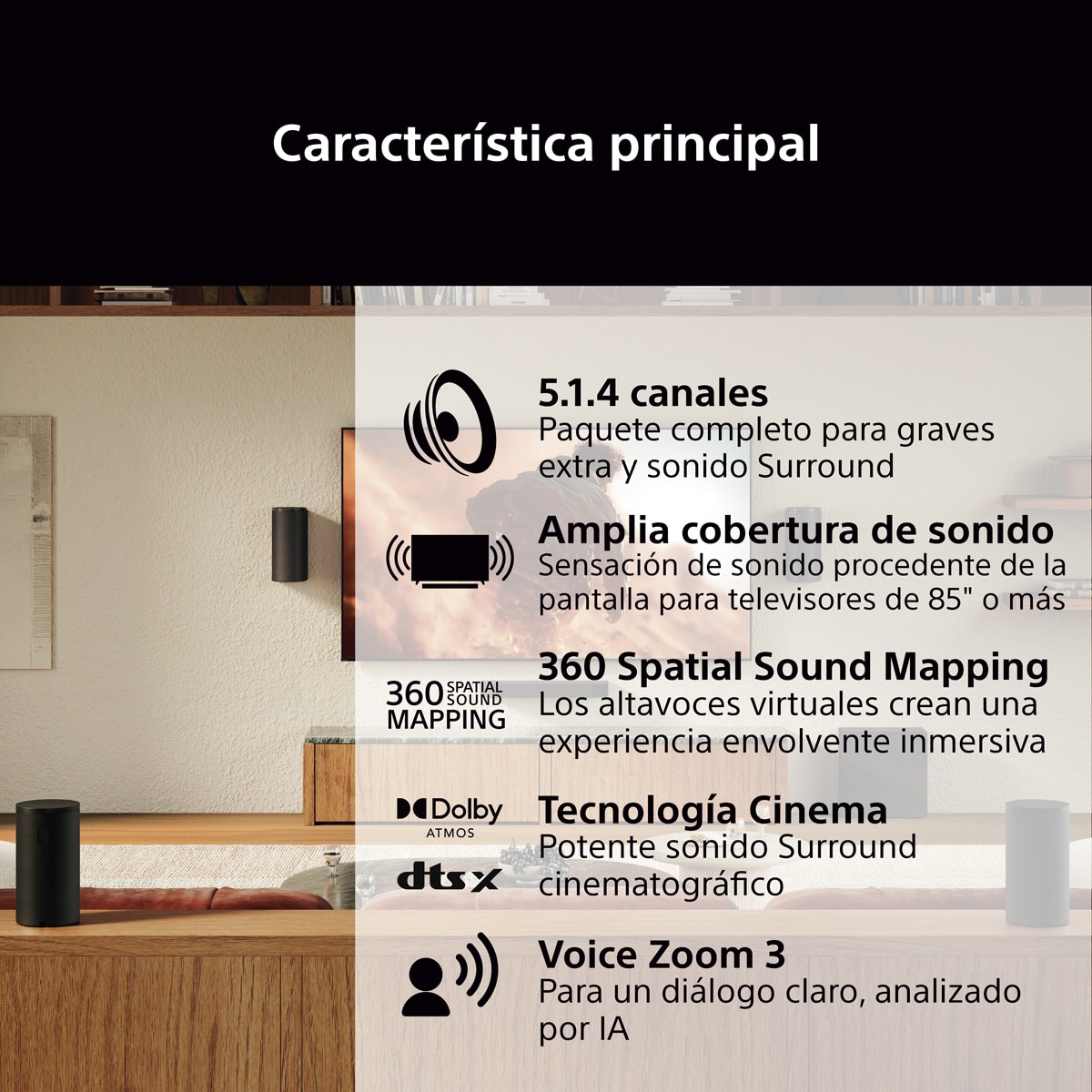 Sony BRAVIA Theatre Trio+, sistema de sonido envolvente Dolby Atmos con subwoofer y traseros, DTS:X, 360 Spatial Sound Mapping, Bluetooth, HP-AP8 Negro-3