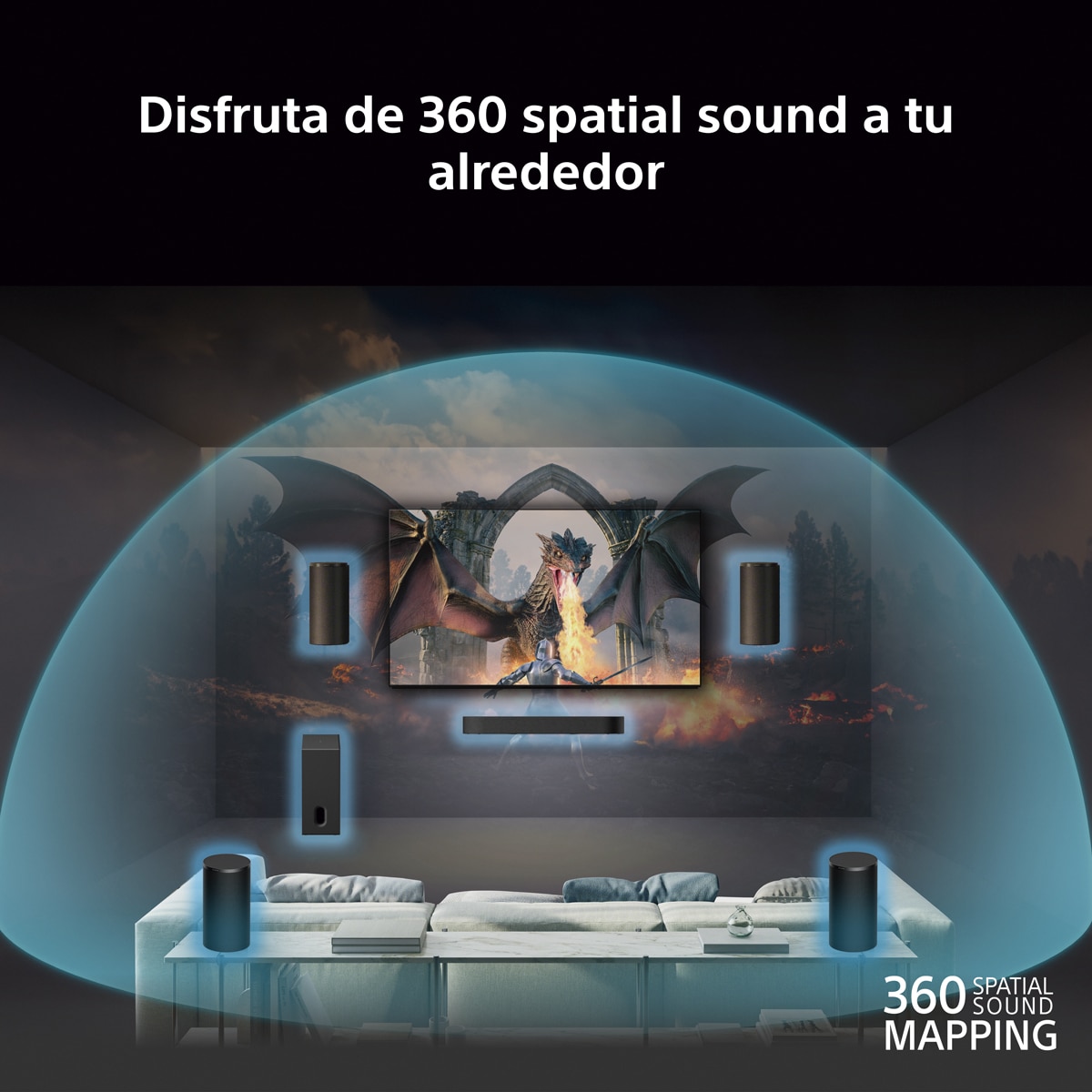Sony BRAVIA Theatre Trio+, sistema de sonido envolvente Dolby Atmos con subwoofer y traseros, DTS:X, 360 Spatial Sound Mapping, Bluetooth, HP-AP8 Negro-4