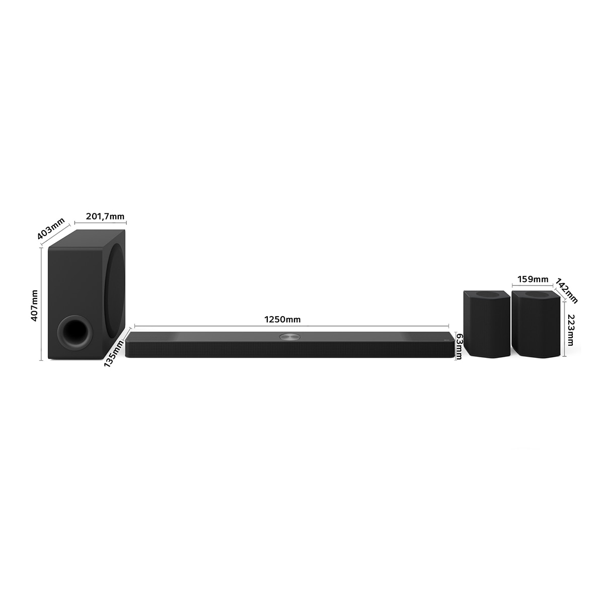 Barra de Sonido LG S95AR con Dolby Atmos, 810W y 9.1.5 canales. Altavoces traseros inalámbricos incluidos Negro-2