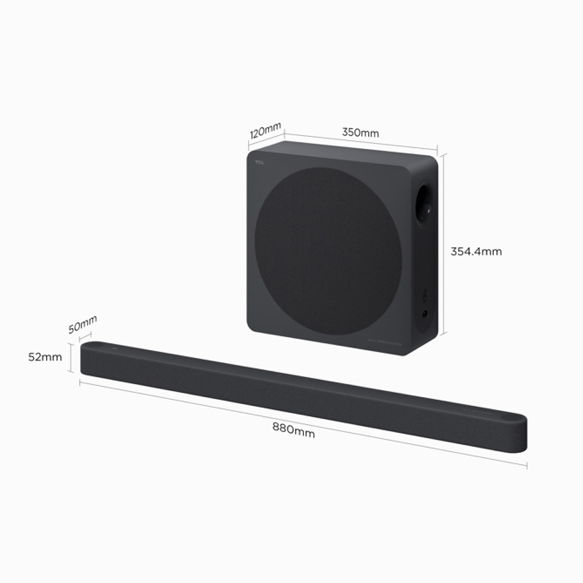 Imagen 2 de Barra de sonido TCL A65K 3.1.2 canales, 460W, audio by BANG & OLUFSEN, Dolby atmos, DTS-X. Tutti Choral, Subwoofer inalámbrico - Titanio Titanio