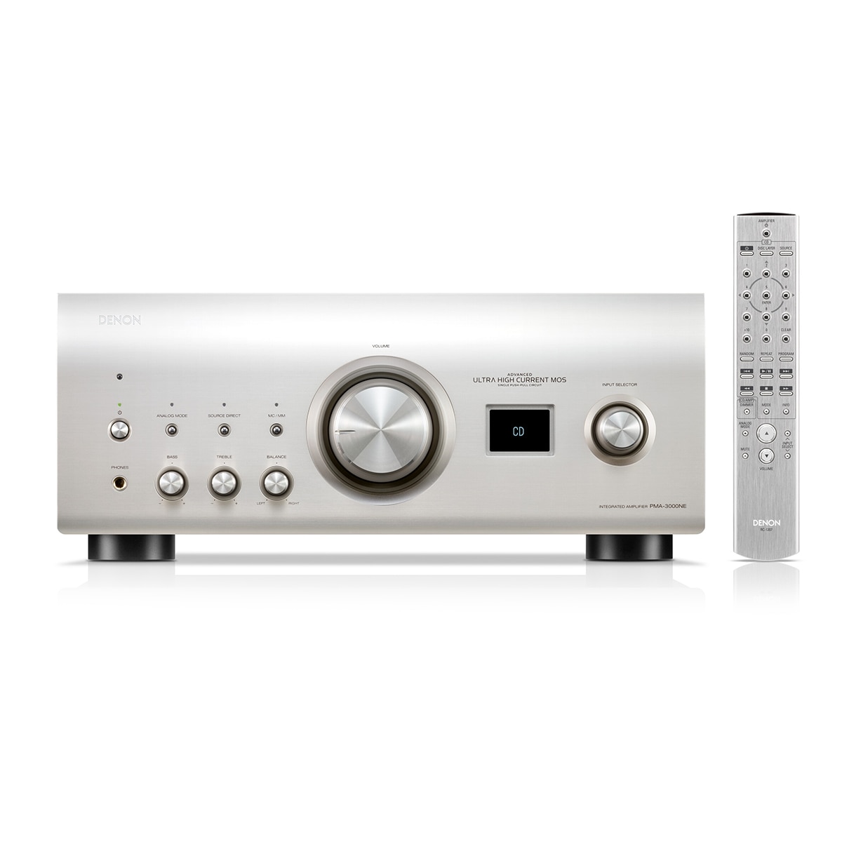 Amplificador integrado estéreo Denon PMA-3000NE, 2.0, con etapa de fono MM/MC Plata-3