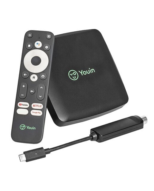 Receptor Youin You-Box T2, Android TV, sintonizador TDT integrado, Asistente de Google & Chromecast built-in