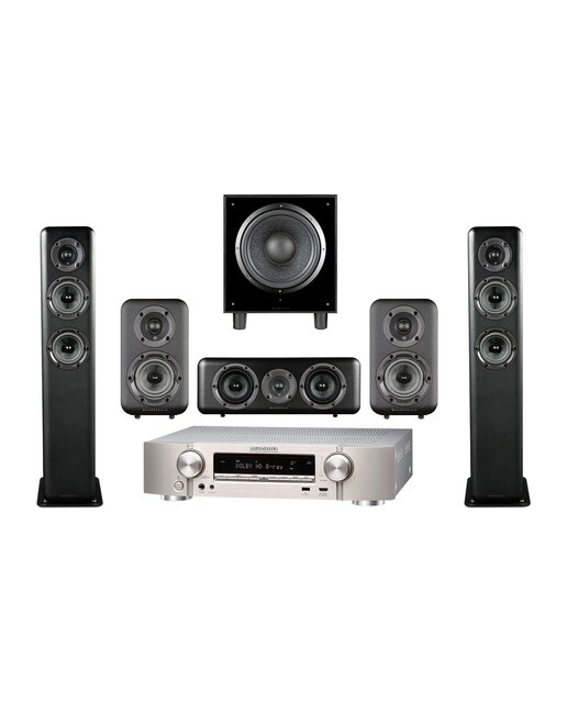 Imagen 0 de Conjunto Receptor AV Marantz NR1510 5.2 + Altavoces Wharfedale: Estantería D310 + Suelo D330 + Canal central D300C + Subwoofer activo SW-10 Plata / Negro