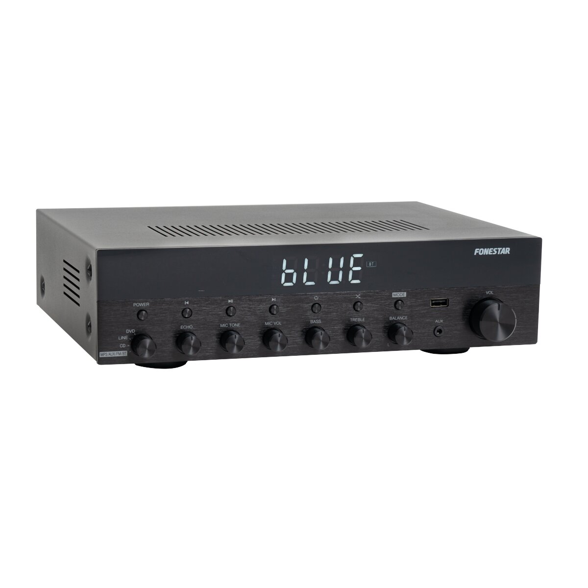 Amplificador Stereo Bluetooth, USB, FM Preto-2