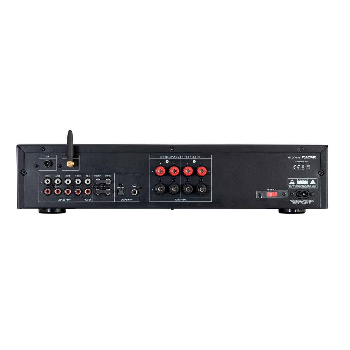 Amplificador Stereo Bluetooth, USB, FM Preto-3