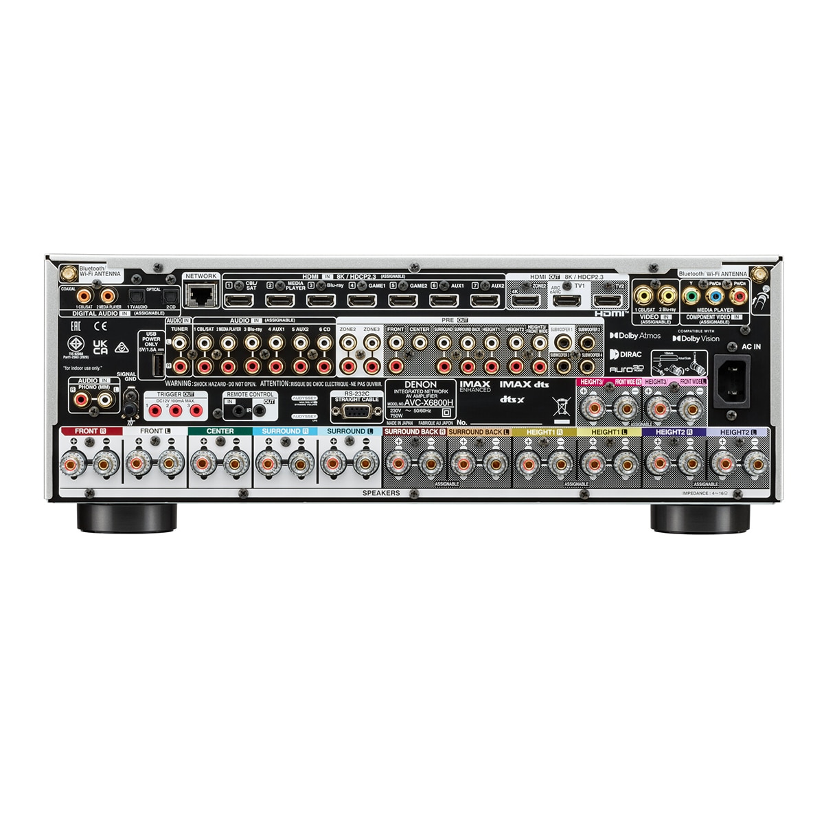Amplificador AV Premium Denon AVC-X6800H, 11.4 canales 8K - Plata Plata-6