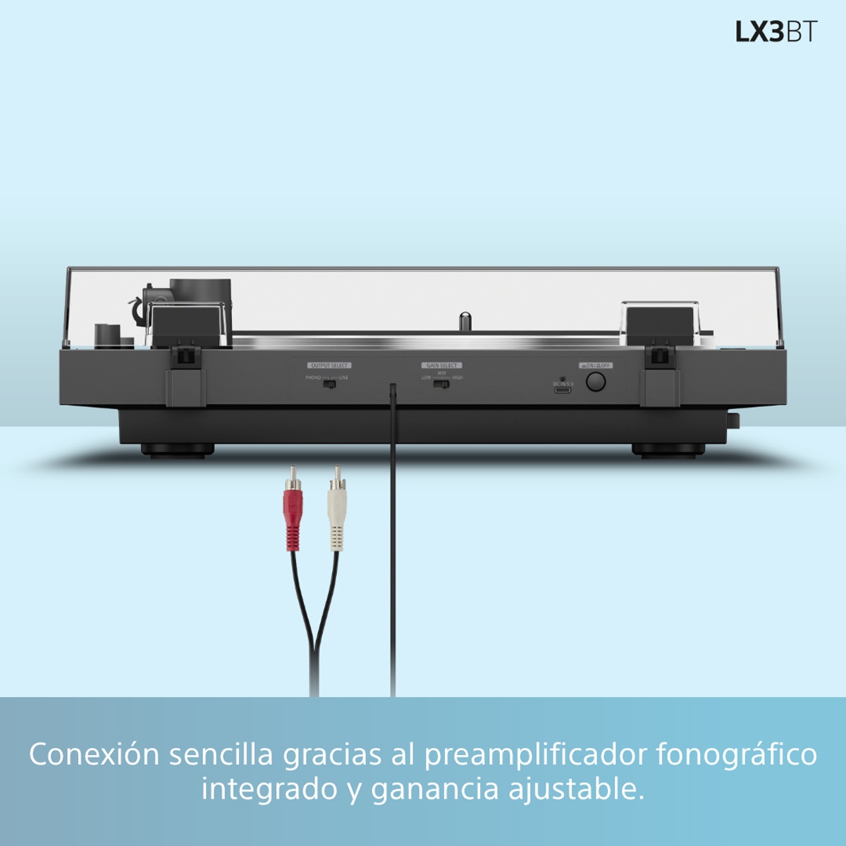 Tocadiscos Sony PS-LX3BT, Bluetooth con compatibilidad Qualcomm aptX, automático, preamplificador incorporado y diseño minimalista Negro-8