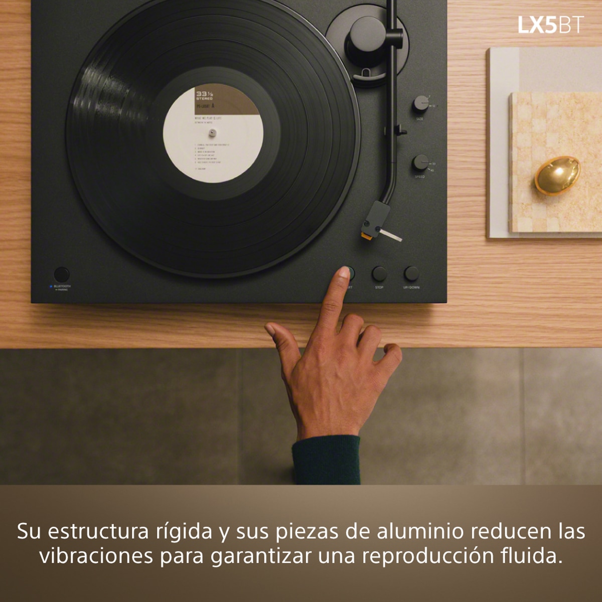 Tocadiscos Sony PS-LX5BT, Bluetooth con compatibilidad Qualcomm aptX, automático, calidad sonido premium (cartucho MM y presión aguja de 2,0±0,5 g) Negro-9