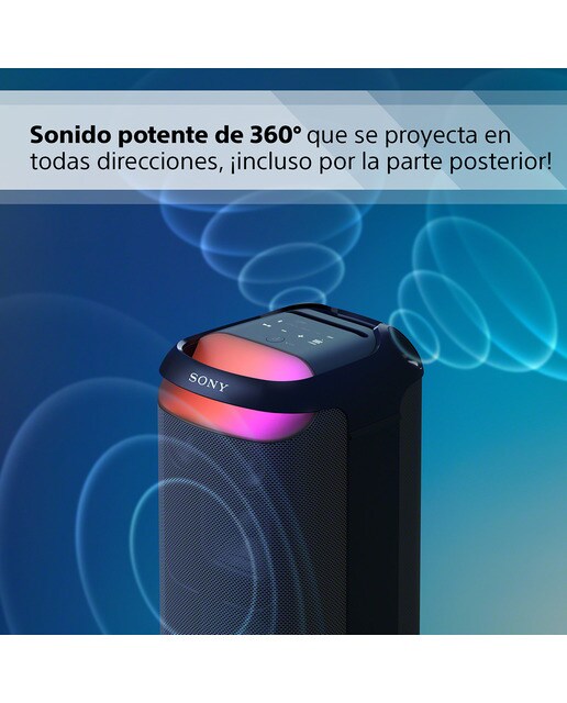 Altavoz Bluetooth Sony SRS-XV800 con sonido potente 360°, MEGA BASS, 25 horas de batería, portátil, para interior y exterior, iluminado y karaoke Negro-3