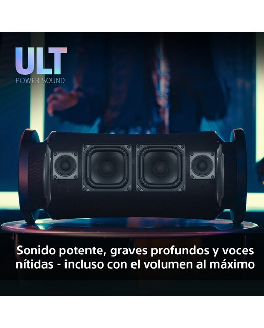 Altavoz portátil Sony ULT FIELD 7 con ULT POWER SOUND, Deep bass, 30h batería, IP67, resistente al agua, iluminación, micrófono, audio-in, negro Negro-4