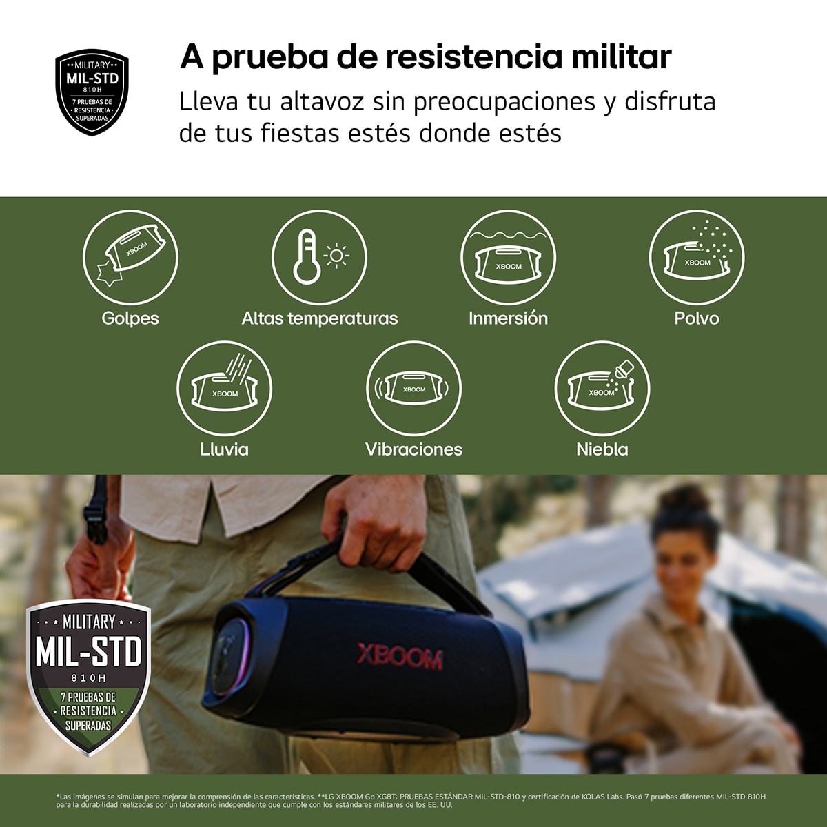 Altavoz portátil LG XBOOM Go X8GTBK, 120W, 15 Horas autonomía, Resistencia IP67 de Grado Militar, a polvo, agua, golpes, temperatura Negro-9